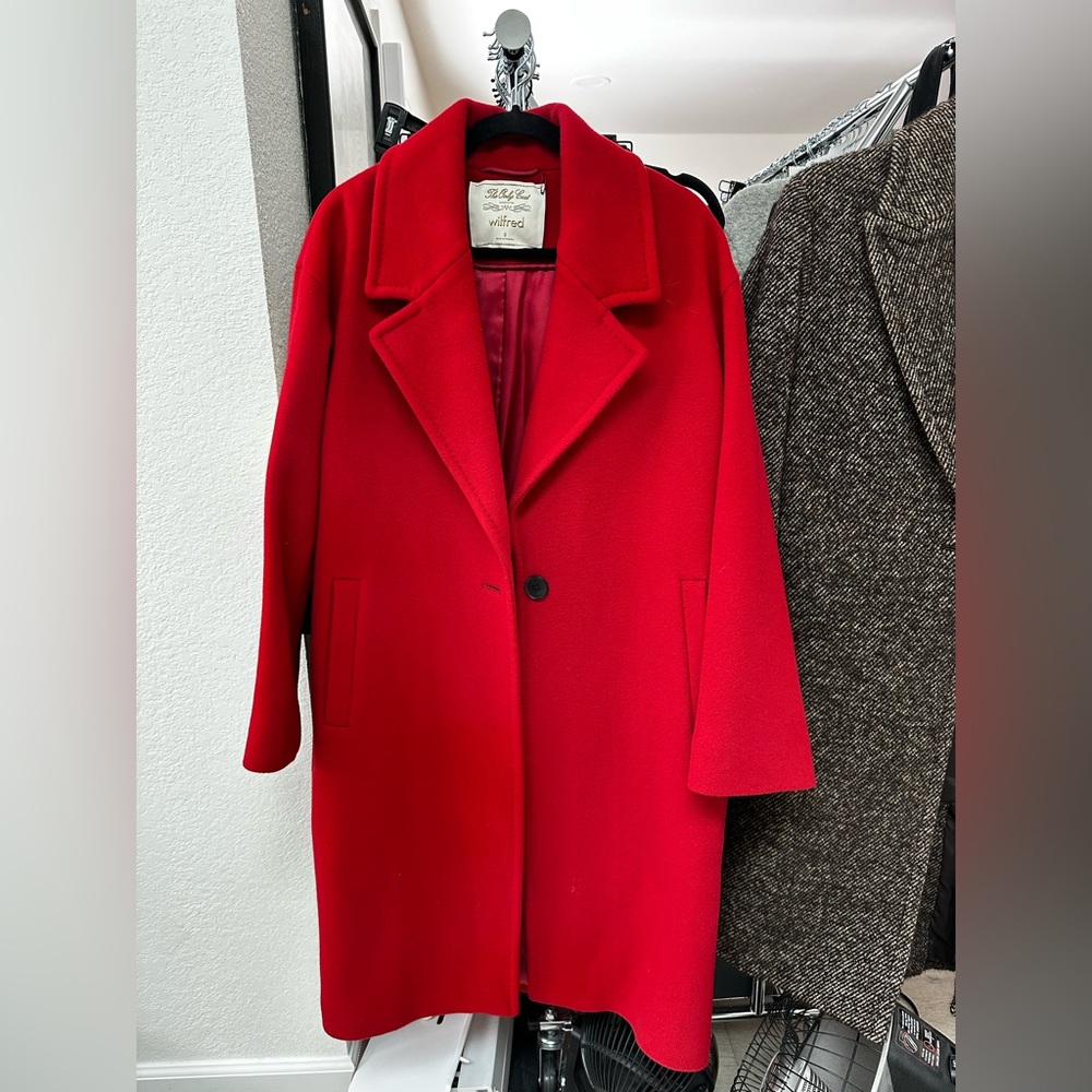 Aritzia Wilfred Only Coat Wool Cashmere Red